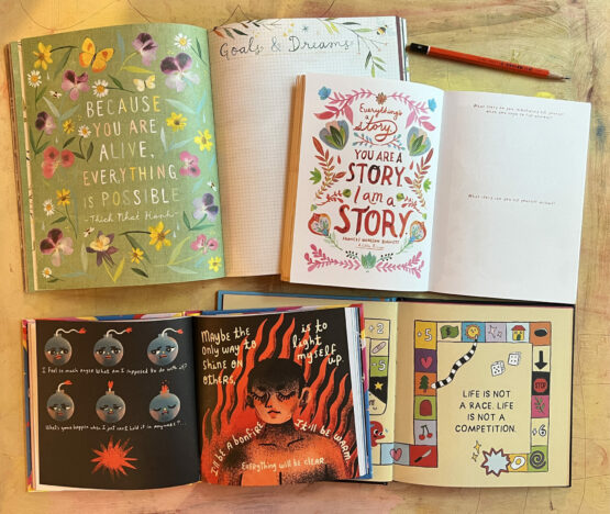 Interactive journals on a desk an inside view