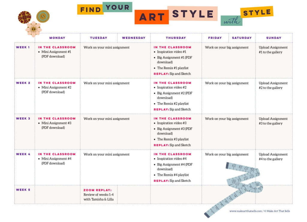 Find Your Art Style Schedule self paced Find Your Art Style Schedule self paced