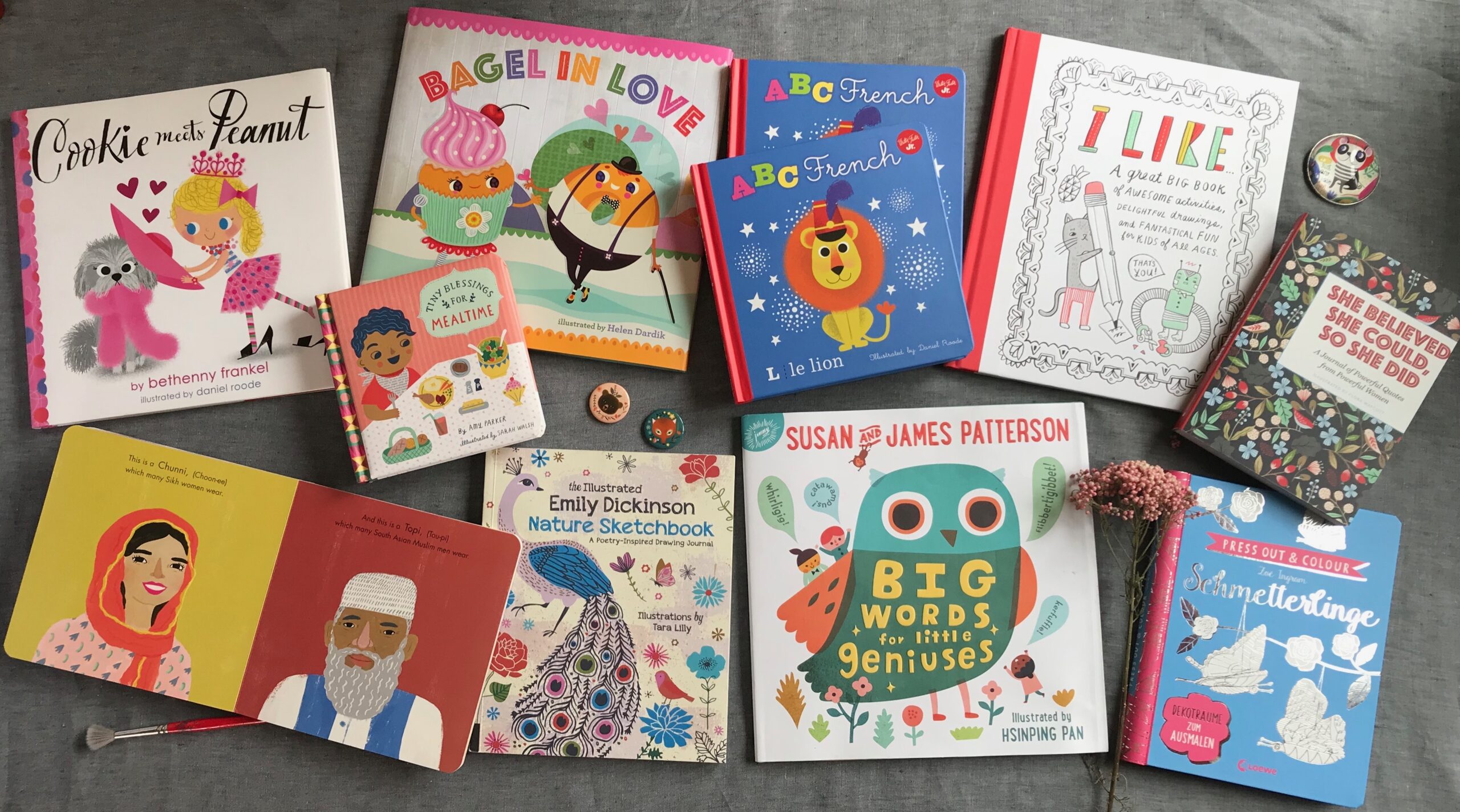 Selection of children's picture books on a desk. Photo by Lilla Rogers.