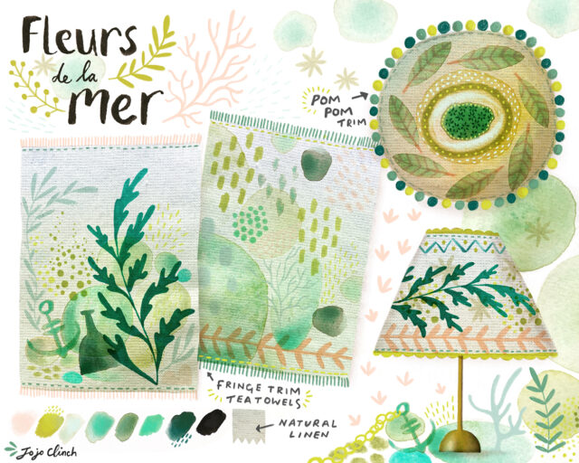 JOJO CLINCH FLEURSdelaMER fabric1 Make Art That Sells See our students’ amazing home décor designs!