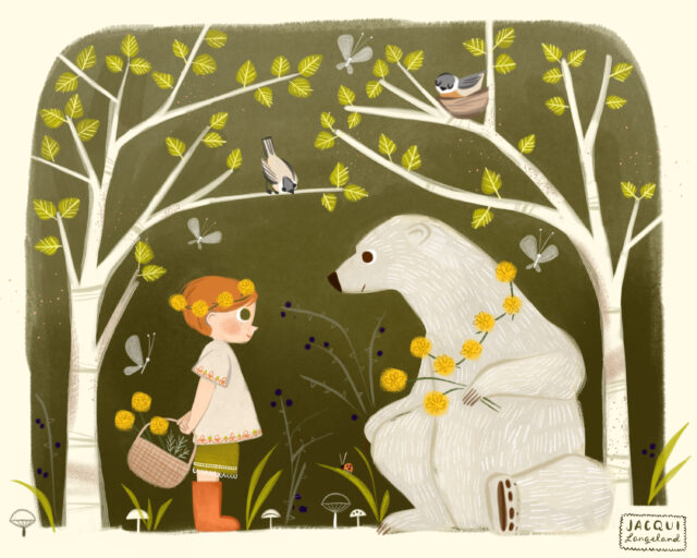 How to write, illustrate and pitch your book 1 Jacqui Langeland illustration of a girl and polar bear for illustrating childrens books
