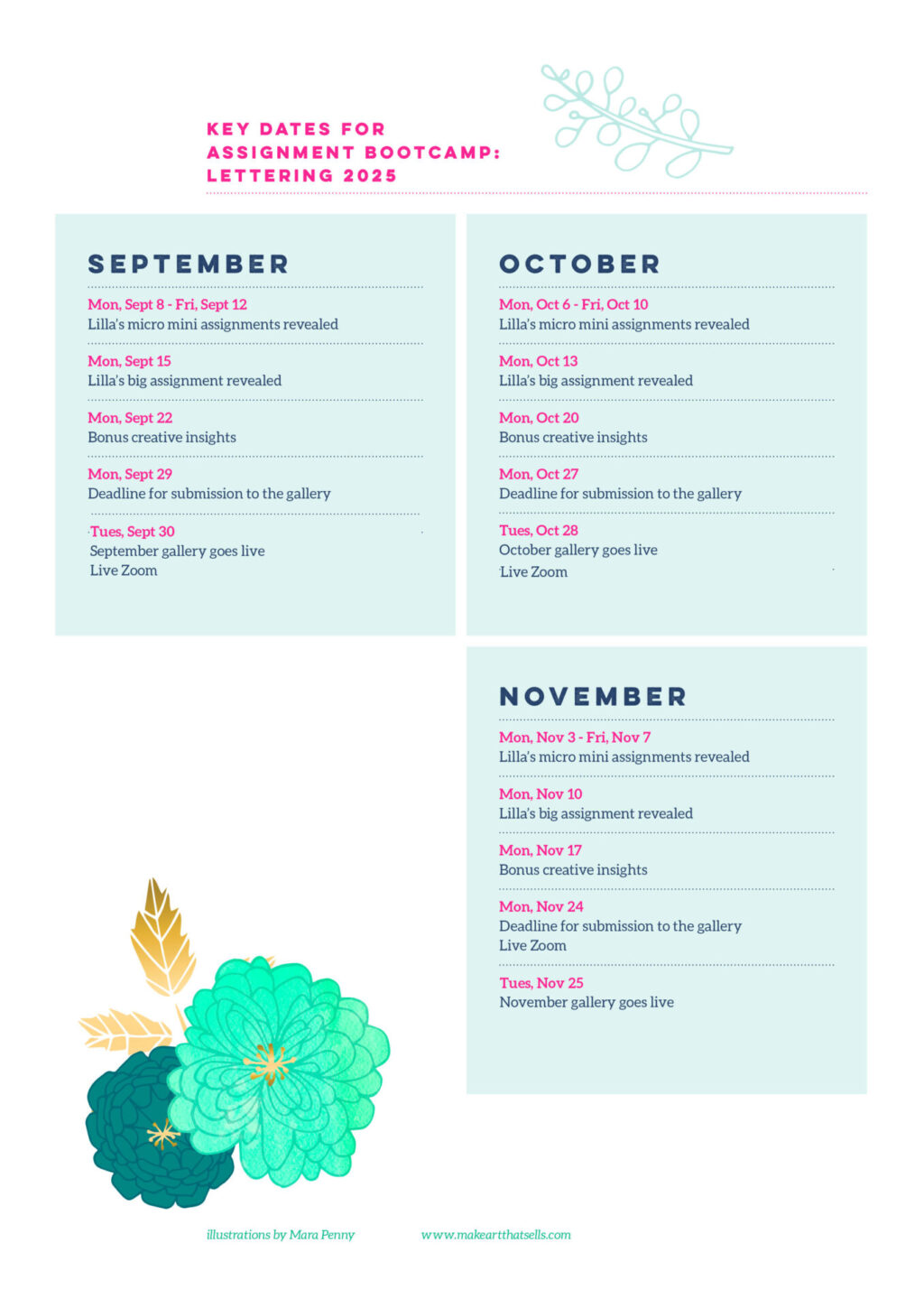 MATS BC2024 SCHEDULE MATS Bootcamp Lettering 2025 Class Intro 2