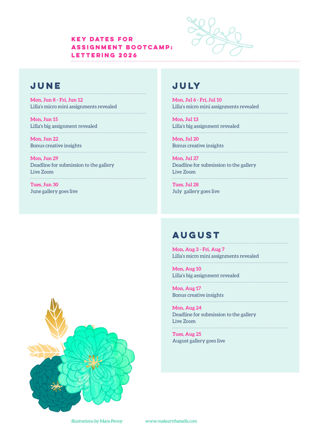 MATS BC2024 SCHEDULE MATS Bootcamp Lettering 2026 Schedule