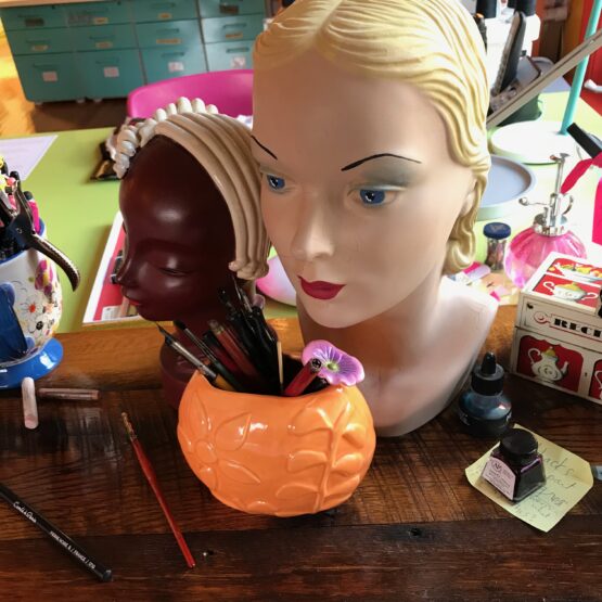 My art table Make Art That Sells As an art agent, what is the #1 question I’m asked? And a FREE Magic Style Potion worksheet for you!