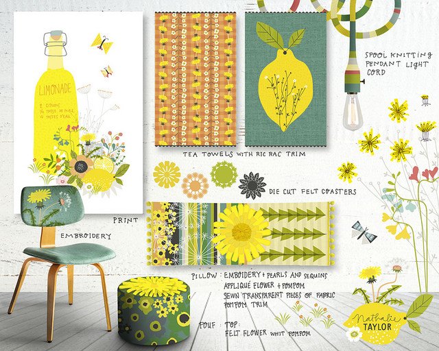 Home furnishings and decor in a lemon theme by Nathalie tylor