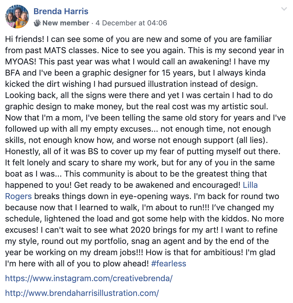 Screenshot 2019 12 11 at 15.13.33 Make Art That Sells Why do students sign up for My Year of Art School? Read their stories