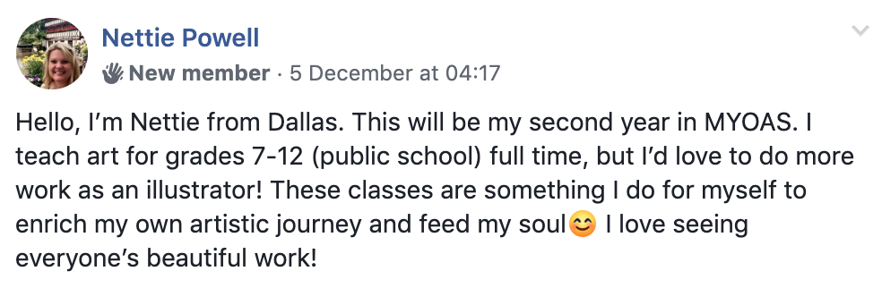 Screenshot 2019 12 11 at 15.28.37 Make Art That Sells Why do students sign up for My Year of Art School? Read their stories