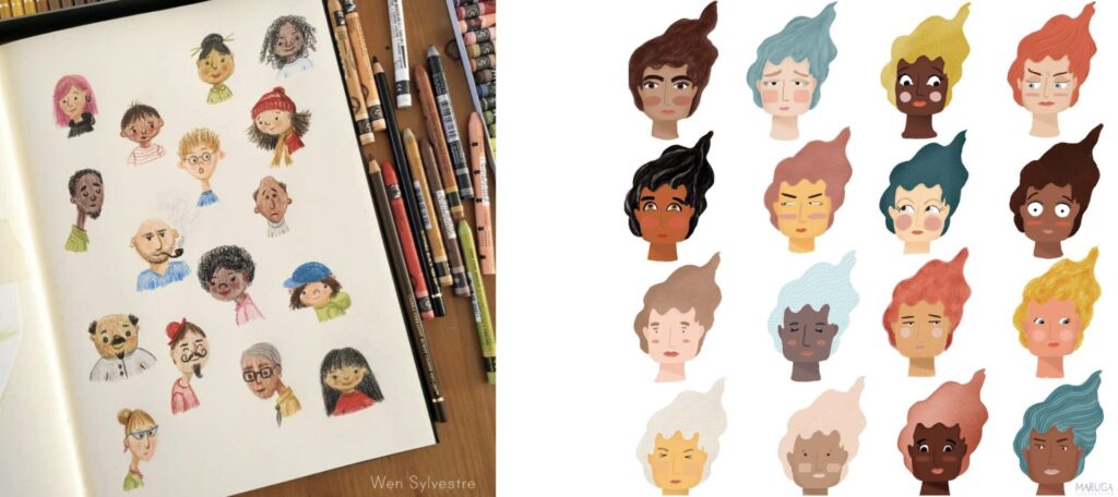 Art from Lillas Art Recipes: Drawing Faces by Make Art That Sells students Wen
Sylvestre (left) and Maruga Koops (right)