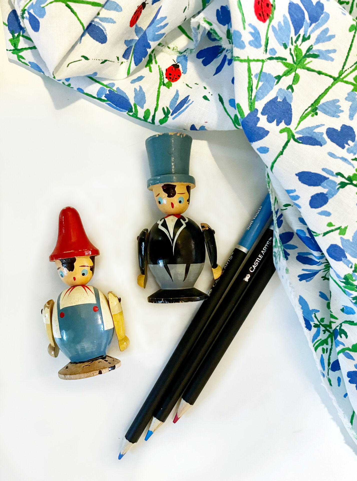 Wooden Vintage Japanese Toys Flatlay