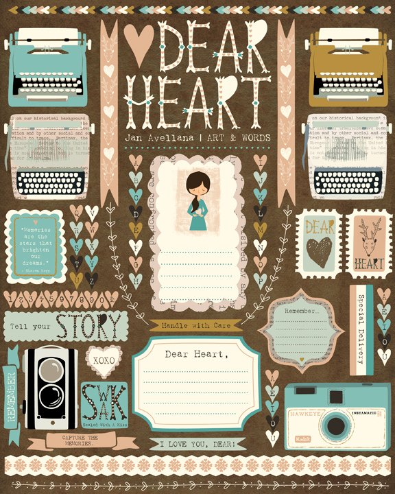 Jan Avellana’s scrapbooking illustrations of cameras and typewriters