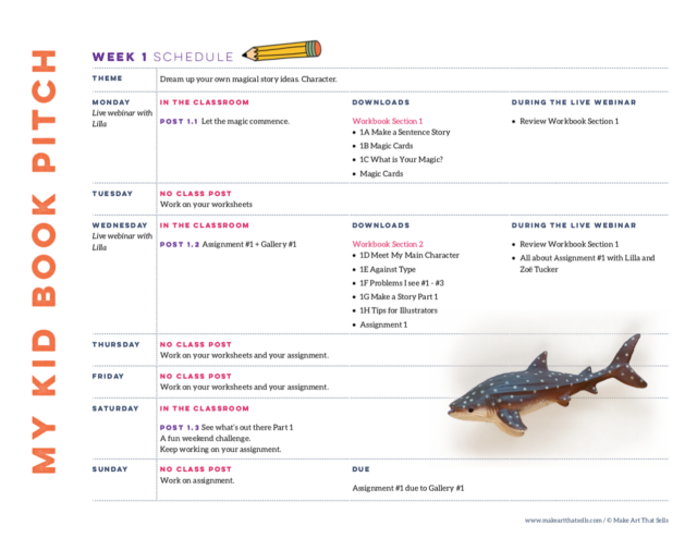 schedule page 1 Make Art That Sells How to come up with children’s book story ideas and other FAQ