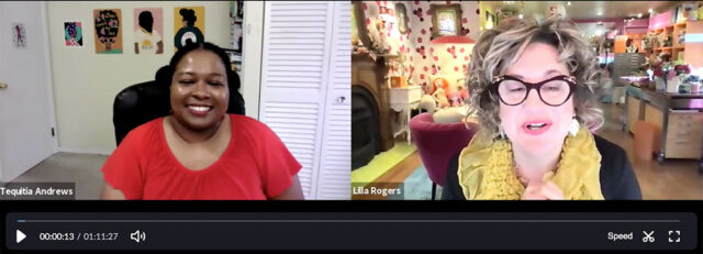 webinarscreen tequitia Make Art That Sells REVEALED: Meet Lilla Rogers Studio’s new artist, Tequitia Andrews!